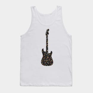 Guitar Silhouette Filled with Guitars on Black Tank Top